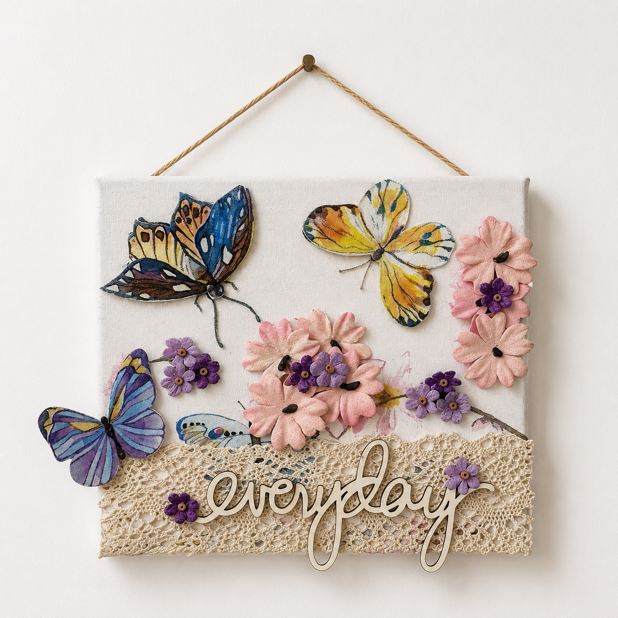 Paper Art on Canvas – “Butterflies of Hope”